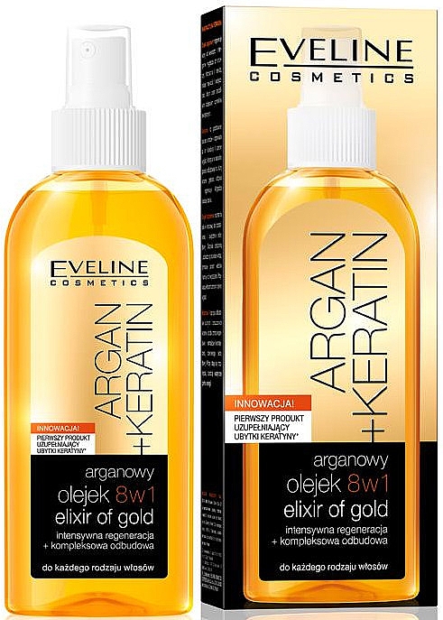 eveline cosmetics argan keratin olejek do włosów 8 w 1