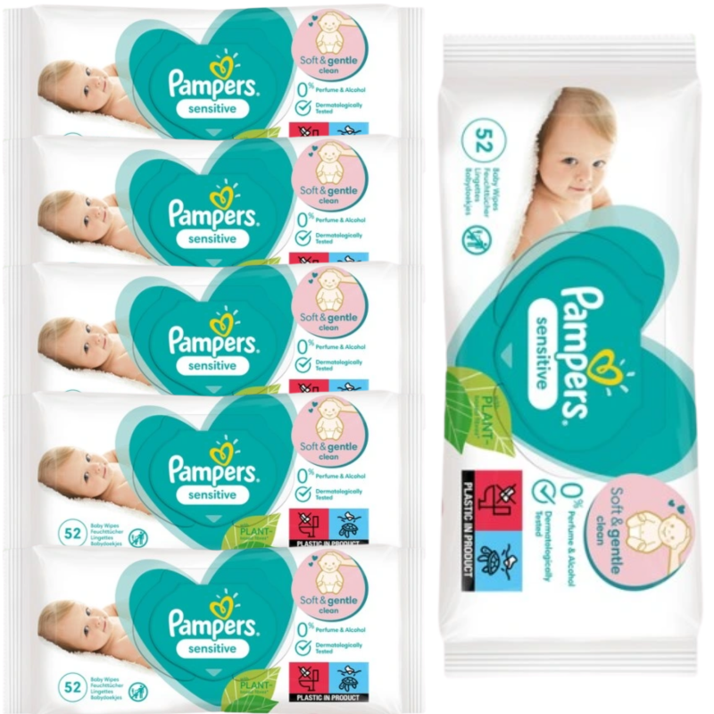 chusteczki nawilżane pampers sensitive 5x56