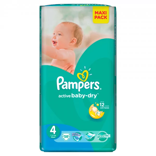 pampers active baby pieluchy jednorazowe rozmiar 4 maxi 58 szt