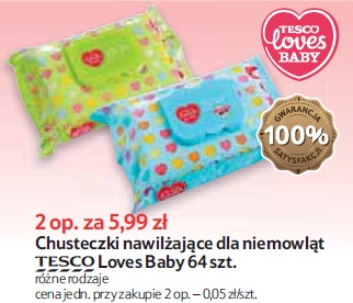 chusteczki nawilżane dla niemowląt tesco