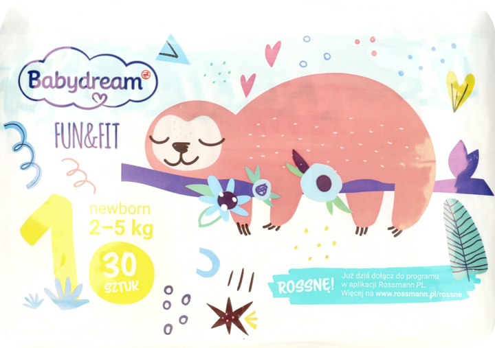 babydream fun&fit pieluszki jednorazowe newborn 1 2-5 kg