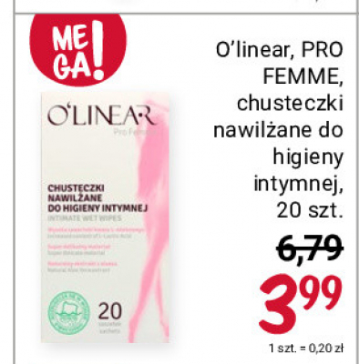 olinear pro femme chusteczki nawilżane w saszetkach