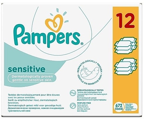 pampers sensitive chusteczki dla niemowląt 12x56 szt