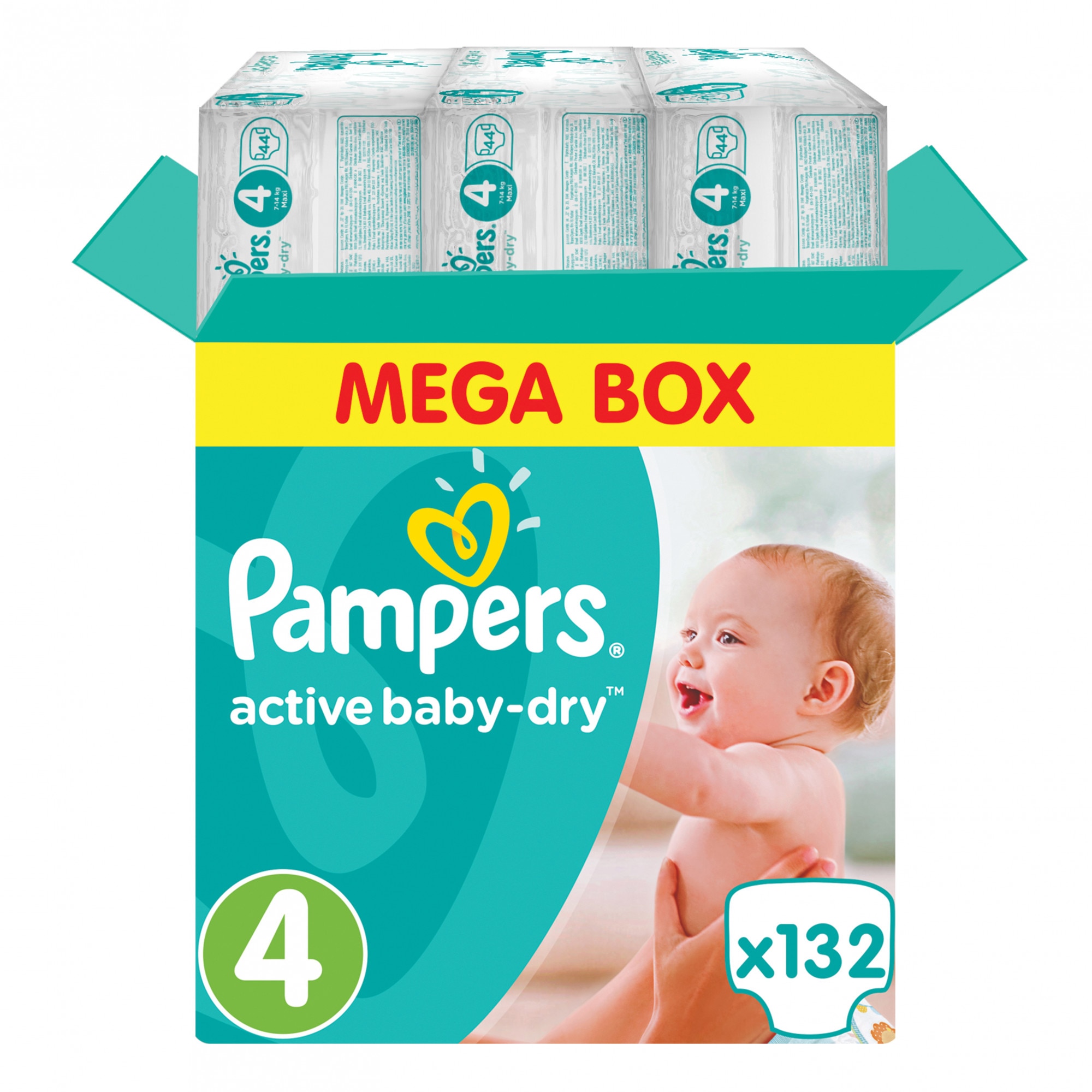 pampers active baby 4 maxi mega box 132