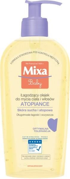 mixa baby łagodzący olejek do mycia ciała i włosów