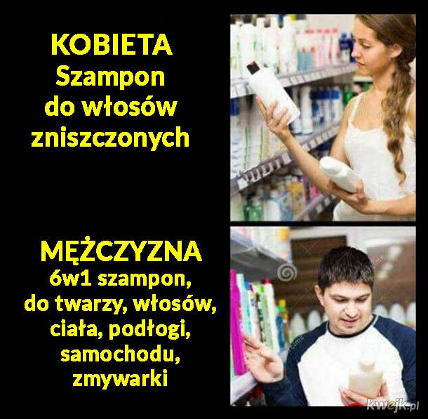 szampon dla mezczyzn a dla kobiet mem