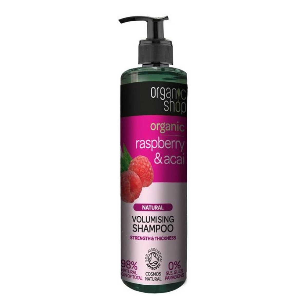 organic shop szampon zwiększający objętość organiczna malina & acai wizaż