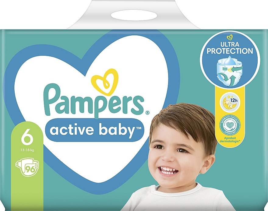 pampers active baby 6 13-18 kg 96 szt mega