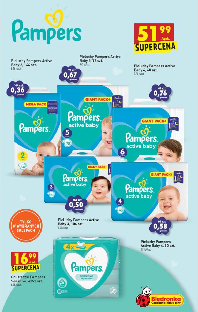 biedronka chusteczki nawilżane pampers