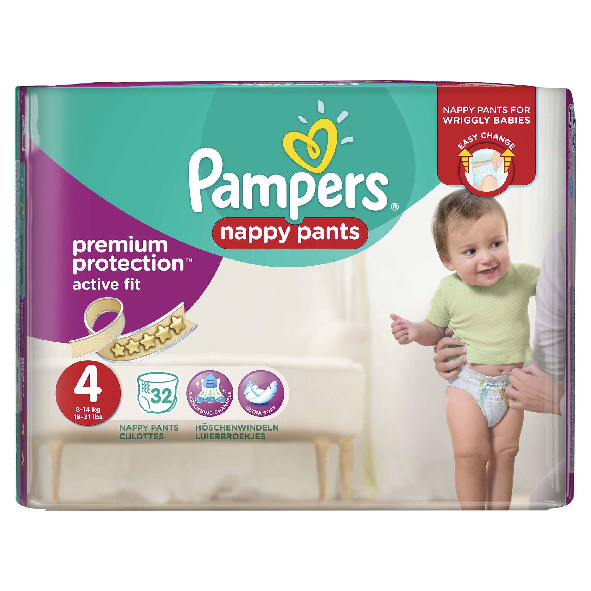 pampers premium active fit nappy pants size 4