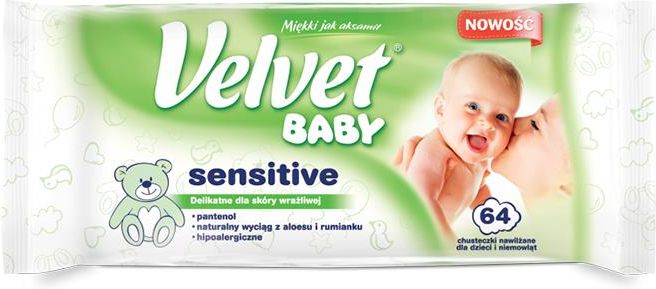 ceneo velvet baby sensitive chusteczki nawilżane 64 szt