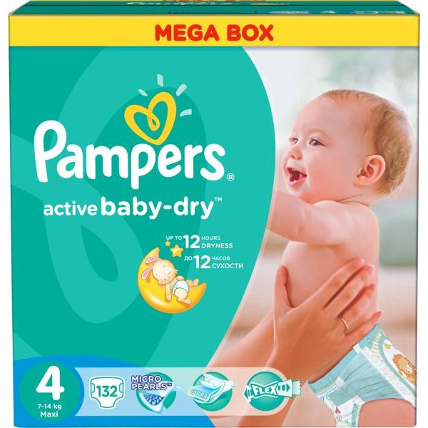 pampers active baby 4 maxi mega box 132