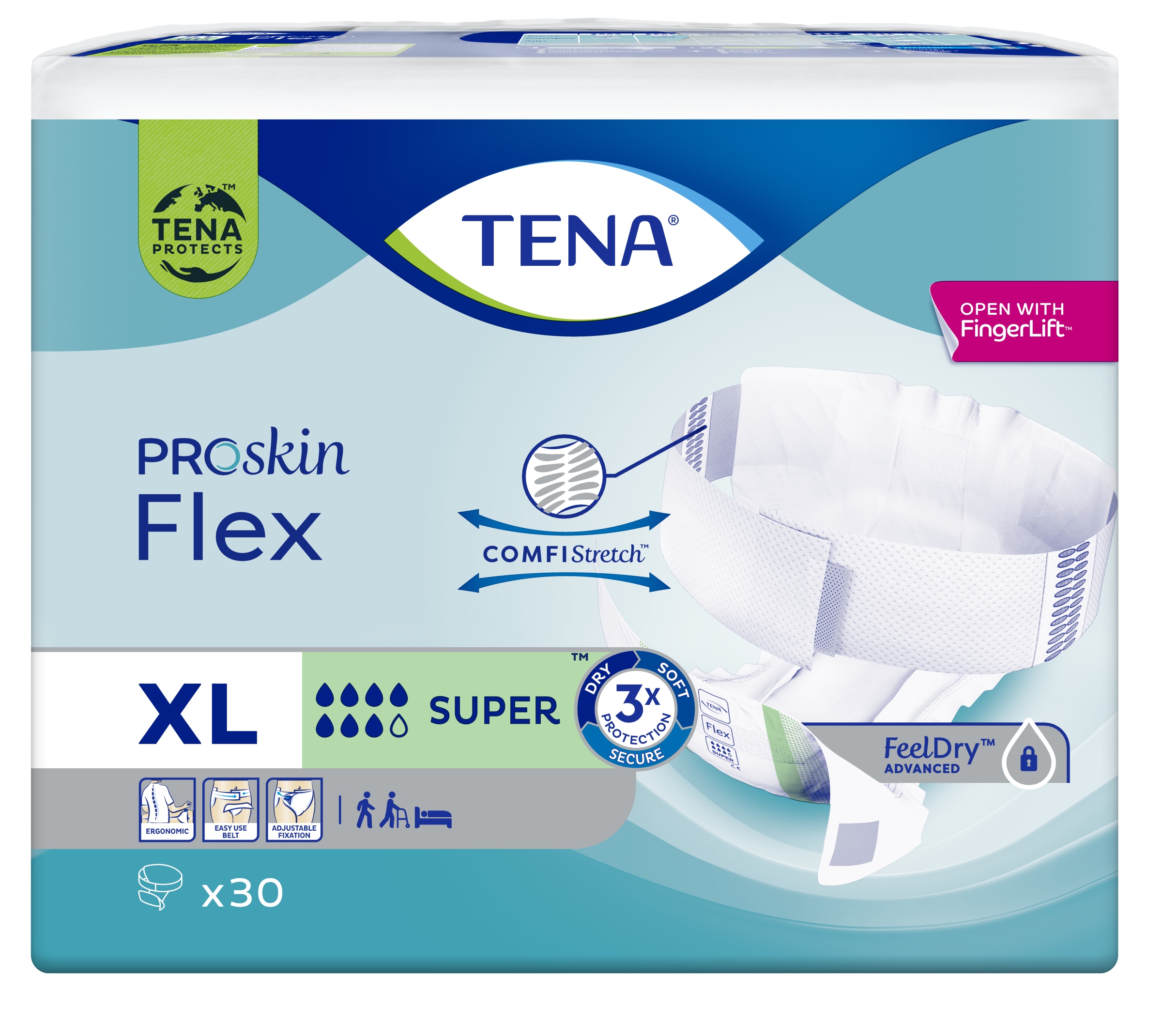 tena flex super large 30 szt pieluchomajtki z pasem mocującym