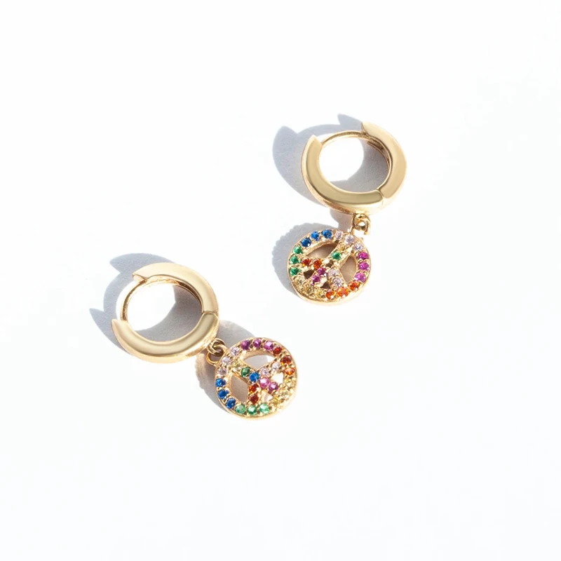 shashi 18k gold plated rainbow crystal huggie hoop earrings