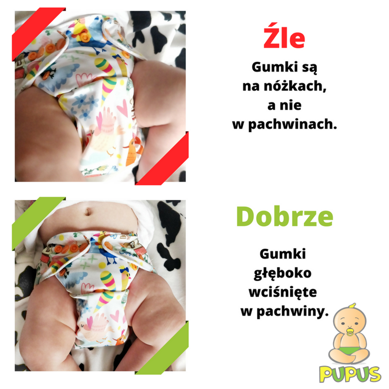 prawidłowo założony pampers