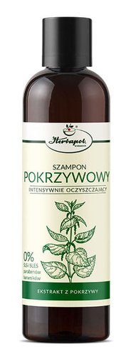 szampon pokrzywowy w szklanej butelce