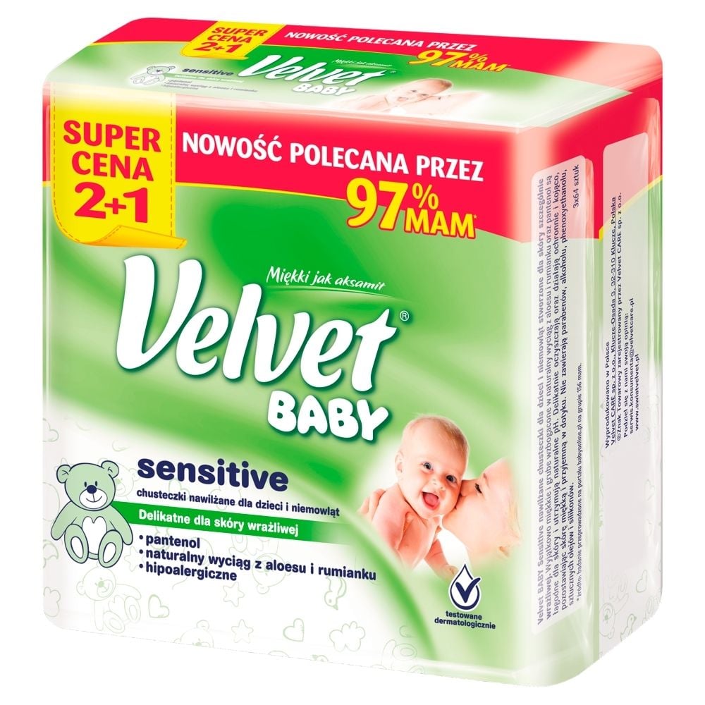 ceneo velvet baby sensitive chusteczki nawilżane 64 szt