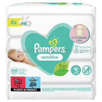 pampers sensitive chusteczki nawilżane 4 x 52 sztuk