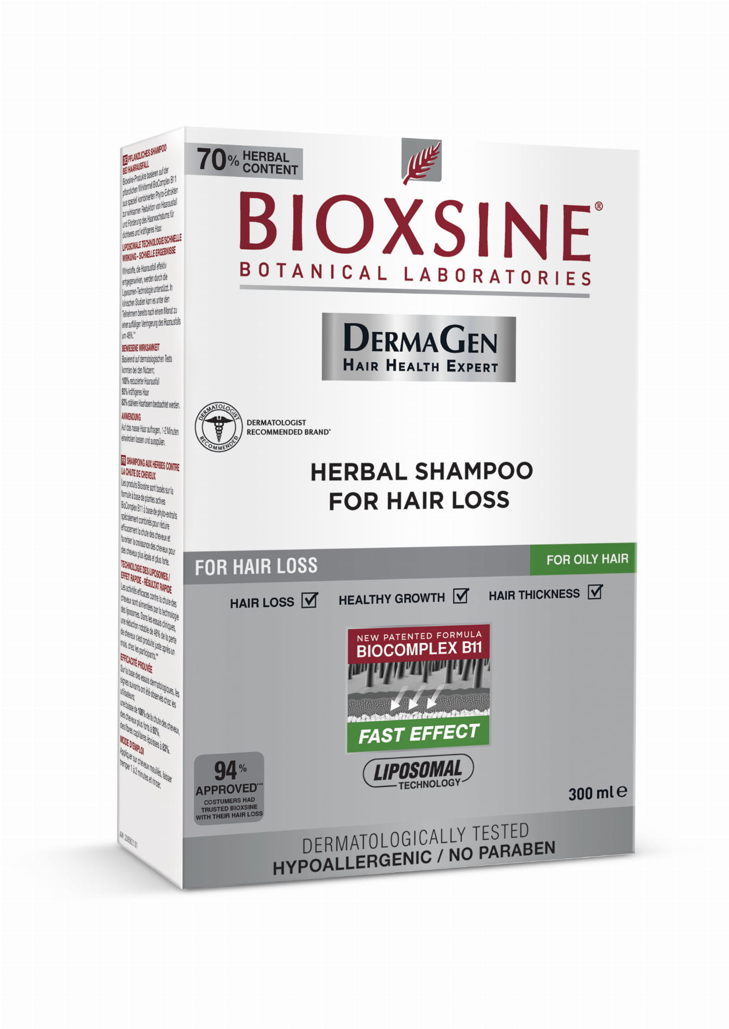 bioxsine ziołowy szampon przeciw wypadaniu włosów certfikat