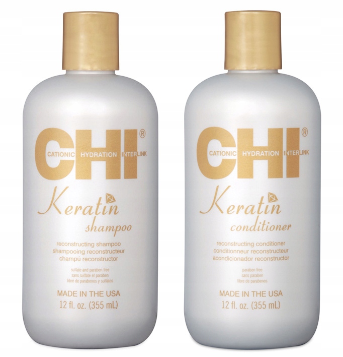 chi keratin gold zestaw szampon odżywka 2x355ml