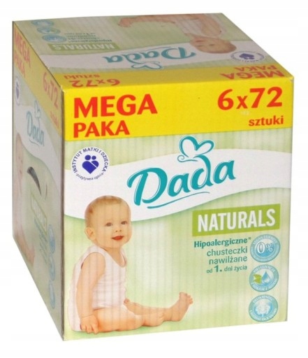 chusteczki nawilżane dla dzieci i niemowląt dada naturals