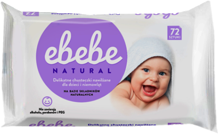 ebebe chusteczki nawilżane 72 sztuki naturalne