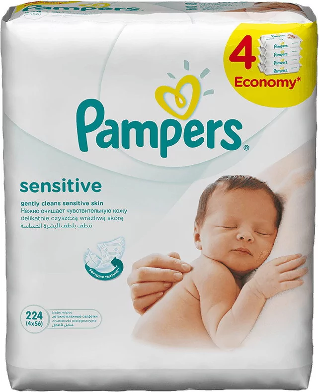 pampers sensitive chusteczki nawilżane 4x56 szt