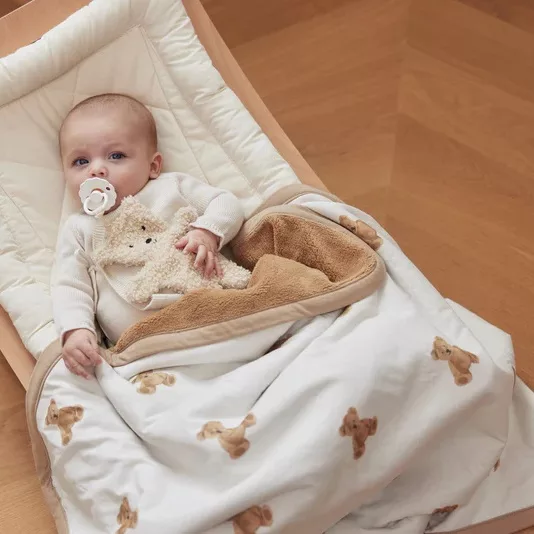 Bio Baby Organiczny kocyk z kapturem dla niemowląt 80x80 cm.