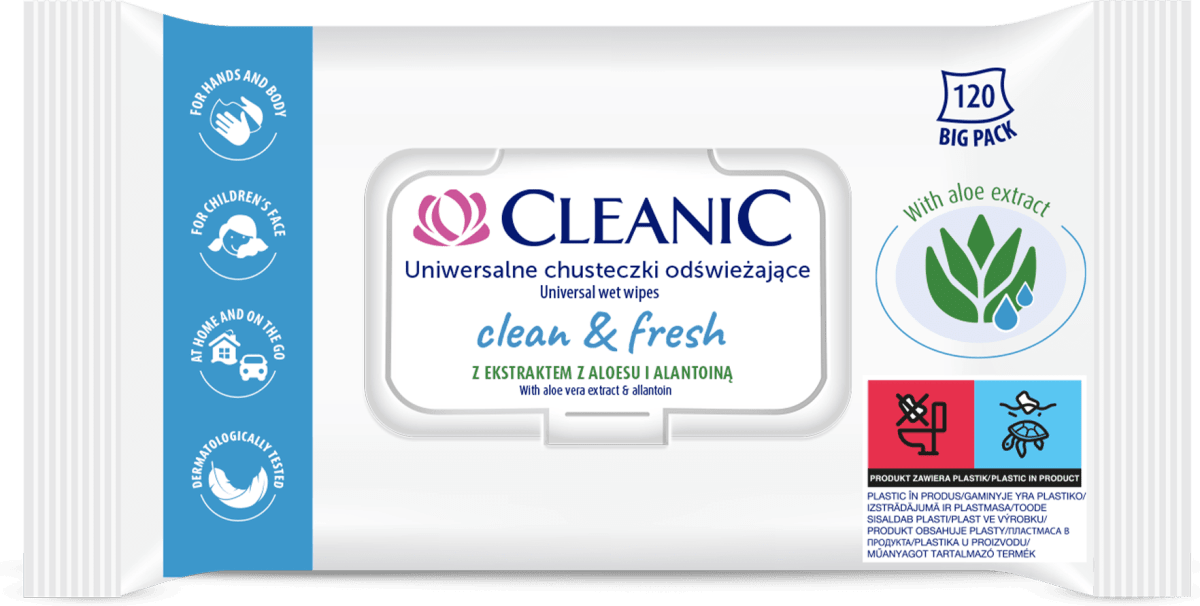 cleanic clean&fresh uniwersalne chusteczki nawilżane