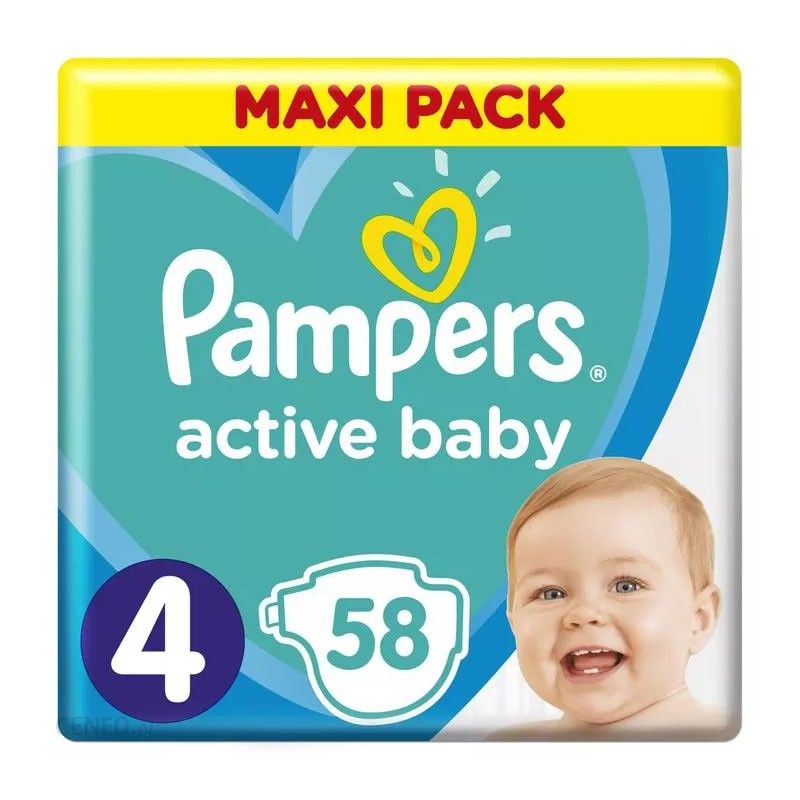 pampers active baby pieluchy jednorazowe rozmiar 4 maxi 58 szt