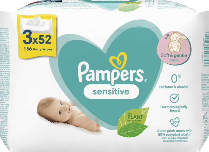 pampers sensitive chusteczki nawilżane 4 x 52 sztuk