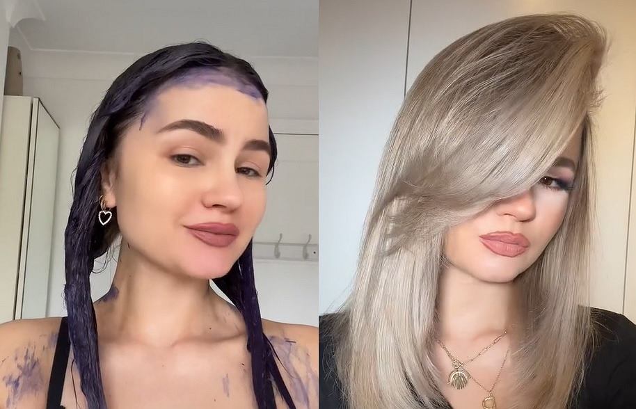przed i po uzyciu niebieski szampon