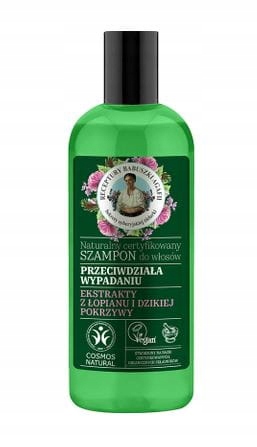 szampon do włosów w zielonym opakowaniu z wyciągiem z pokrzywy